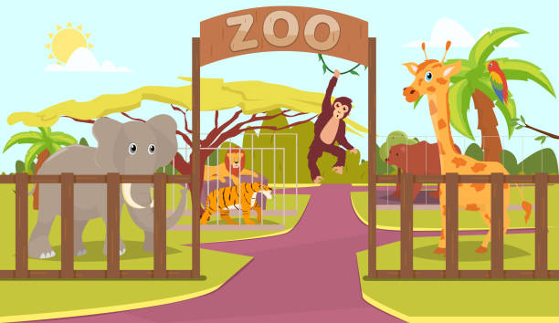 Animals behind fence and zoo sign